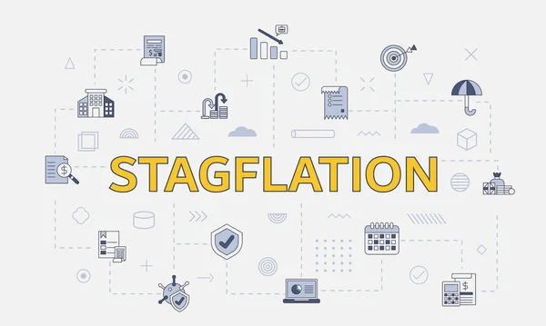 Stagflációs Koncepció Ikon Készlet Nagy Szó Vagy Szöveg Középső Vektor — Stock Vector