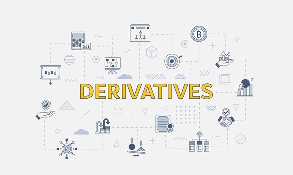 Derivatives Concept Icon Set Big Word Text Center Vector Illustration — Stock Vector