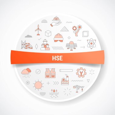 Rozet vektörü illüstrasyonu için yuvarlak veya daire şekilli ikon kavramına sahip sağlık güvenliği ortamı kavramı