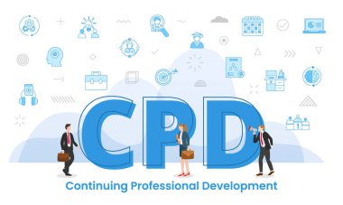 cpd continous professional development concept with big words and people surrounded by related icon spreading vector illustration clipart