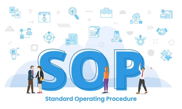 Sop Standard Operating Procedure Concept Big Words People Surrounded Related — Stock Vector