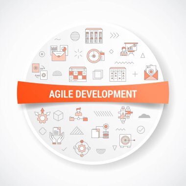 agile development concept with icon concept with round or circle shape for badge vector