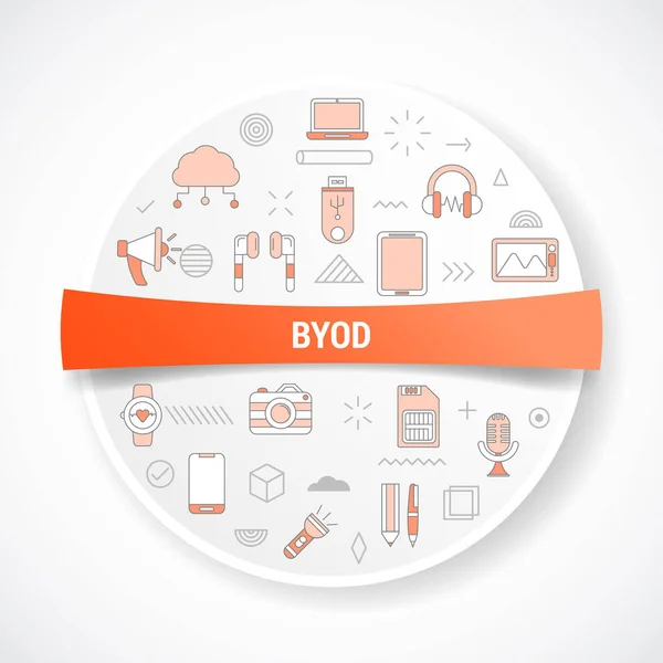 Byod Trazer Seu Próprio Conceito Dispositivos Com Conceito Ícone Com — Vetor de Stock