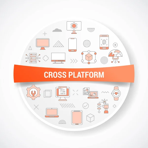 Cross Platform Concept Icon Concept Circle Shape Badge Vector — Stock vektor