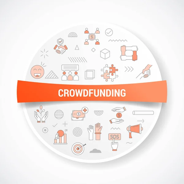 Crowdfunding Konzept Mit Icon Konzept Mit Rund Oder Kreisform Für — Stockvektor