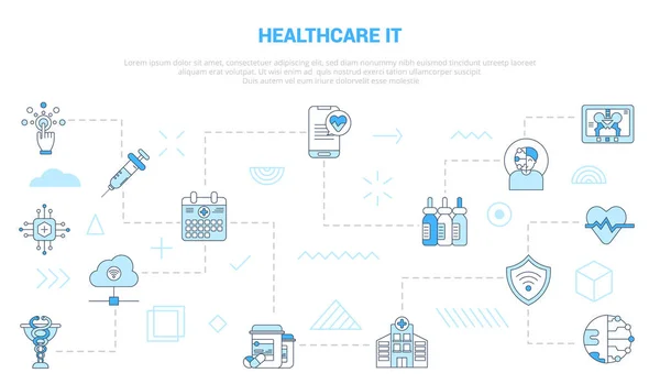 stock vector healthcare it technology information concept with icon set template banner with modern blue color style vector illustration