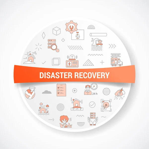 Concetto Disaster Recovery Con Icona Con Forma Rotonda Circolare Illustrazione — Vettoriale Stock