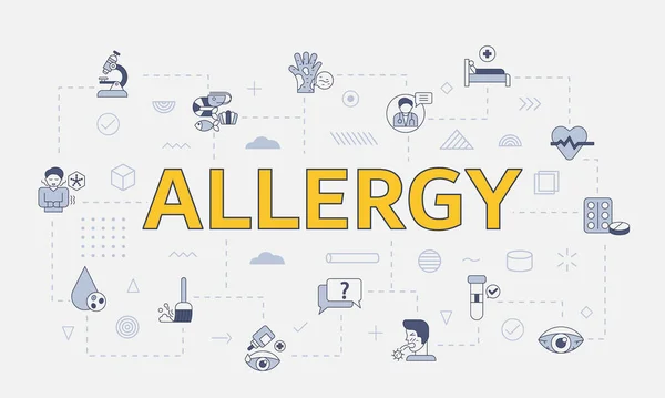 Allergy Concept Icon Set Big Word Text Center Vector — Stock Vector
