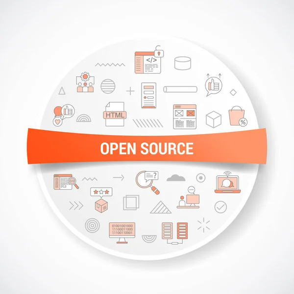 Open Source Konzept Mit Icon Konzept Mit Rund Oder Kreisform — Stockvektor