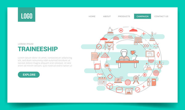 traineeship concept with circle icon for website template or landing page homepage vector illustration