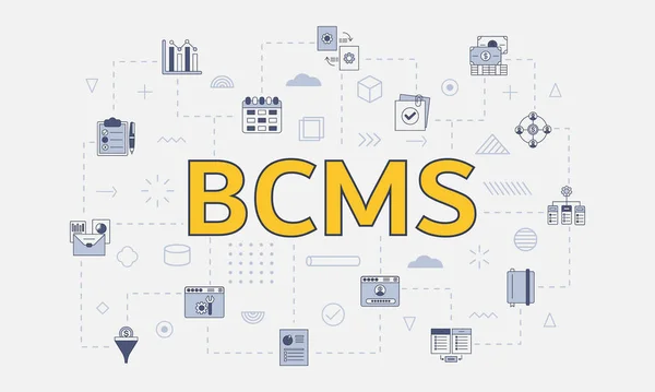 Bcms Business Continuity Management System Konzept Mit Symbolsatz Mit Großem Vektorgrafiken