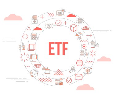 etf takas fonu konsepti simge şablon pankartı ve yuvarlak şekil vektör ilüstrasyonu ile