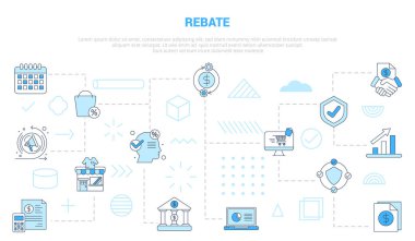 Modern mavi renk biçimi illüstrasyonlu simge şablon pankartı ile iadesi kavramı