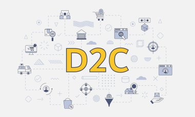 d2c direct to consumer concept with icon set with big word or text on center vector illustration clipart