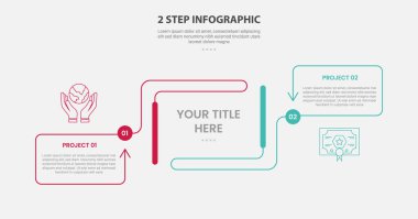 2 nokta infographic outline biçimi ile 2 nokta sahnesi veya ok çizgisi yönlü yaratıcı kutucuk ile basamak karşılaştırma şablonu slayt sunum vektörü için