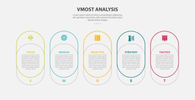 vmost analysis infographic outline style with 5 point template with round box container join combination for slide presentation vector clipart