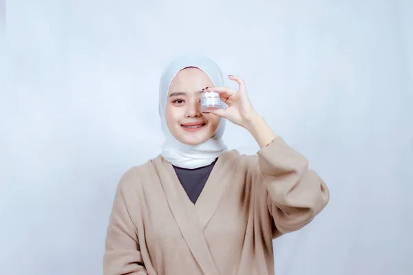 Asian woman wearing hijab with make up and fresh face. Fresh clean skin. Facial treatments, Facial treatments, Cosmetology and beauty.