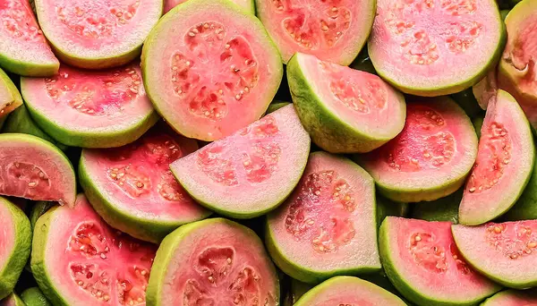 stock image Fresh sweet Guava slices pattern backgrond, close up