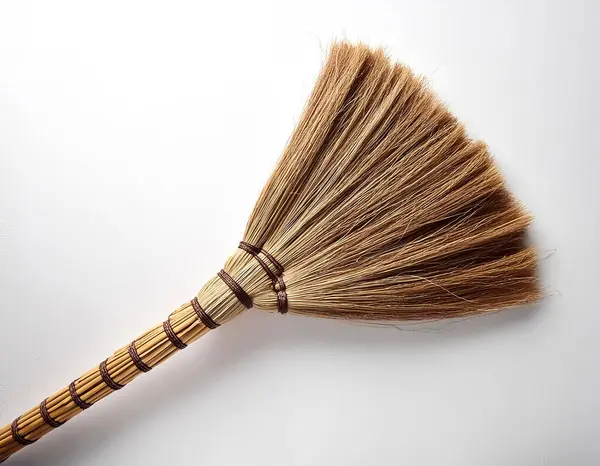 stock image Top of view one broom stick on the white background