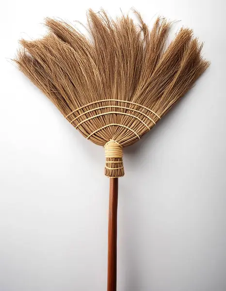 stock image Top of view one broom stick on the white background