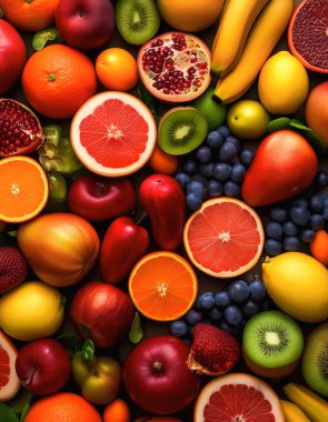 Fresh fruits assorted fruits colorful background.Vitamins natural nutrition concept.