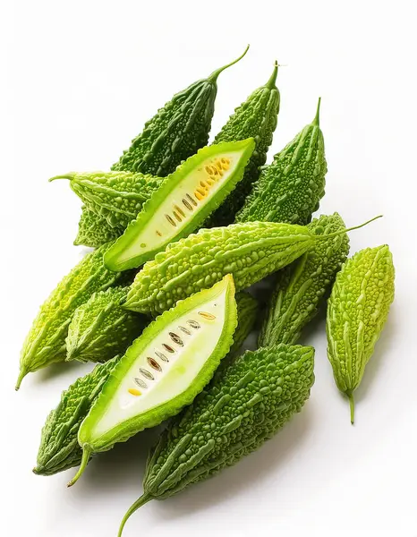 stock image A lots of fresh Bitter melon vegetables or pare organic isolated on white background.