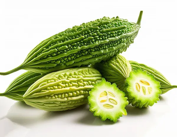 stock image A lots of fresh Bitter melon vegetables or pare organic isolated on white background.