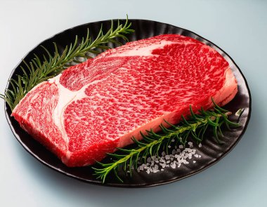 Wagyu Japon bifteği arka planda izole edilmiş.