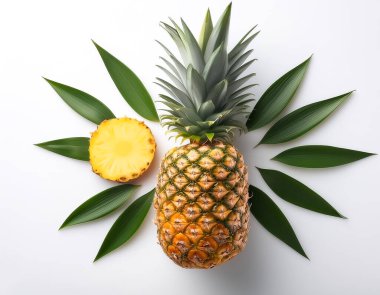  Beyaz arka plan üzerinde izole sulu ananas