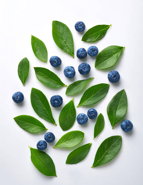 Grüne Blätter Der Blaubeere Isoliert Auf Weiß — Stockfoto