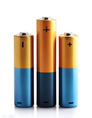 Three batteries, isolated on white background clipart