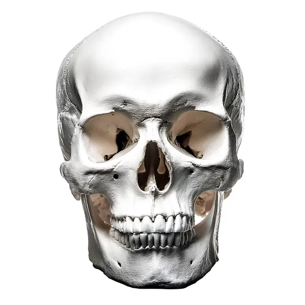 stock image Human skull, Front view of natural human skull, isolated on white background