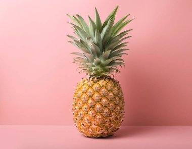 Yumuşak pembe arka planda bir ananas