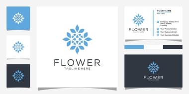 Flower logo vector design template with business card design.