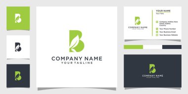 Initial Letter B With Leaf Luxury Logo. Green leaf logo template vector Design.