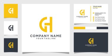 GH or HG initial letter logo design vector with business card design.