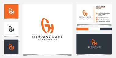 GH or HG initial letter logo design vector with business card design.