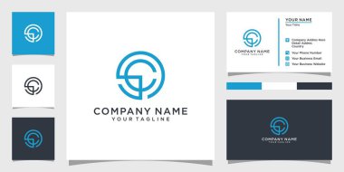SC or CS initial letter design monogram with business card design.