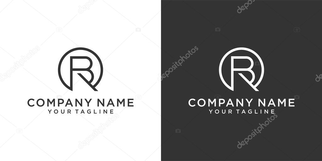 BR or RB initial letter logo design concept on black and white background.