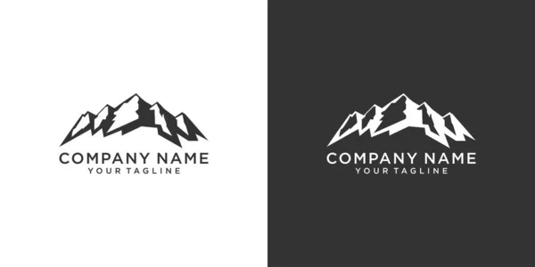 Vintage Mountain Vector Logo Design Illustration Black White Background — Vector de stock