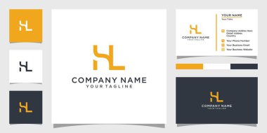 Kartvizit tasarımlı HL veya LH ilk harf logo tasarımı vektörü