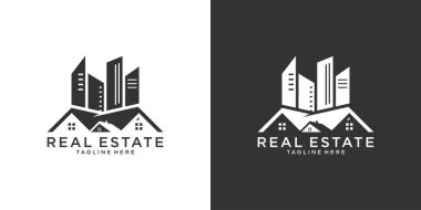 Roof and home logo vector design concept. Real estate logo on black and white background.