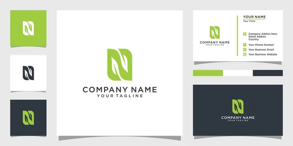 Yaprak lüks logolu ilk harf N, Yeşil yapraklı logo vektör tasarımı.