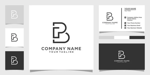 PbまたはBpの名刺デザインの頭文字ロゴデザインベクトル — ストックベクタ