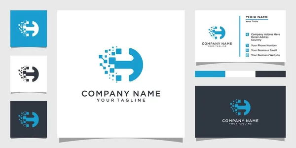 Anfangsbuchstabe Logo Design Technologie Mit Visitenkartendesign — Stockvektor