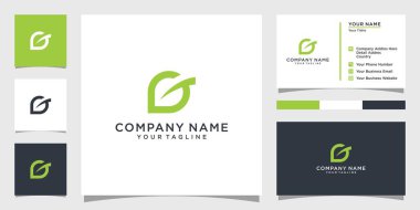 Initial letter G with leaf luxury logo, Green leaf logo template vector design.
