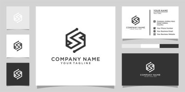 Ss or S initial letter logo design vector with business card design