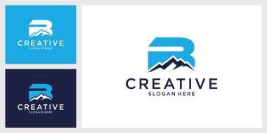 Dağ vektör logosu şablonlu ilk harf B