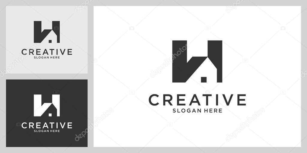 Initial letter H with home vector logo design concept.