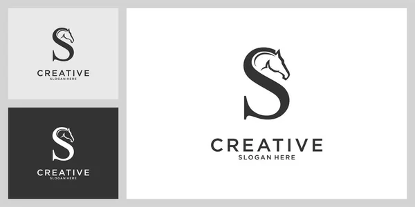 Lettre Initiale Avec Logo Vecteur Cheval Concept Conception — Image vectorielle